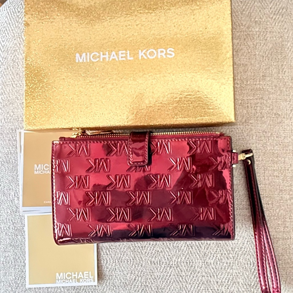Michael Kors Glossy Red Wristlet Clutch